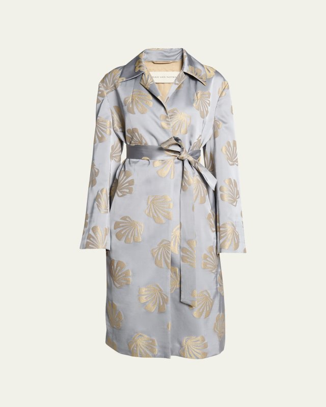 Roltas Metallic-Print Belted Coat